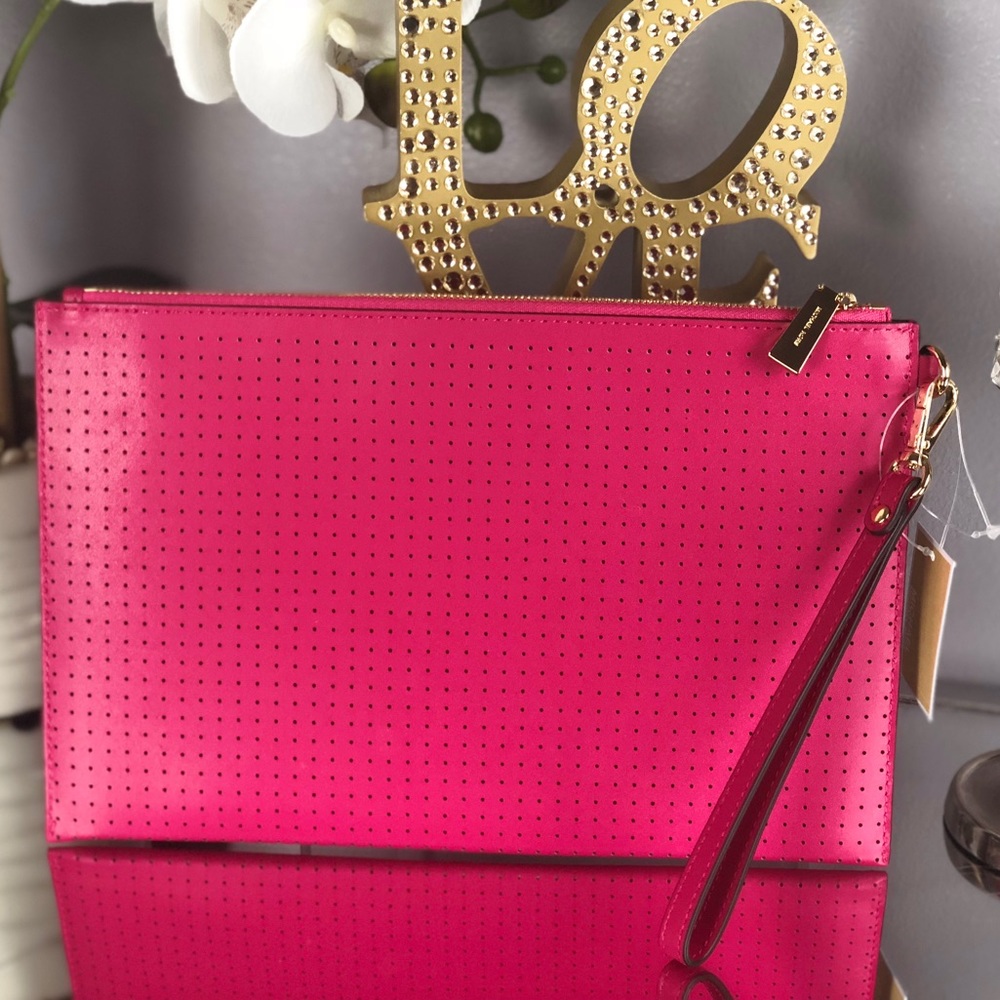 Michael Kors Pink Leather Clutch Wristlet - Picture 5 of 6